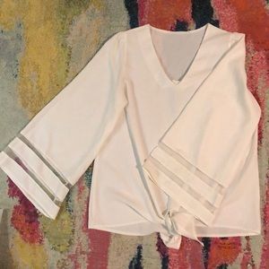 White Top with Ruffle Sleeves